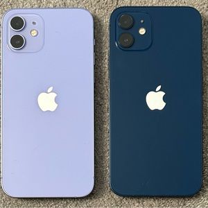 I Phone 12’s in blue and purple